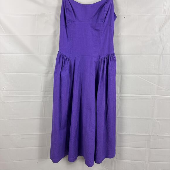 Free People Dress Womens Medium Paolo Midi Purple Sundress Romantic Retro Chic - Picture 7 of 14